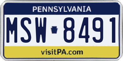 PA license plate MSW8491