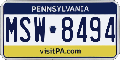 PA license plate MSW8494