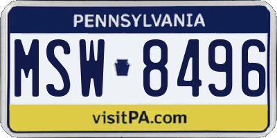 PA license plate MSW8496