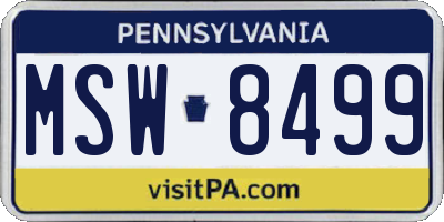 PA license plate MSW8499