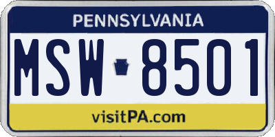 PA license plate MSW8501