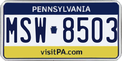 PA license plate MSW8503