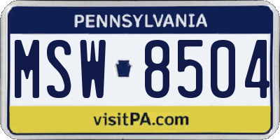 PA license plate MSW8504