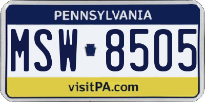 PA license plate MSW8505