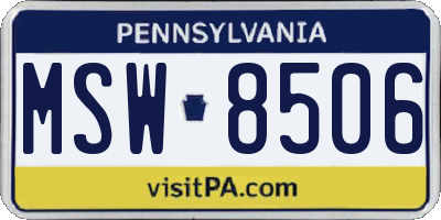 PA license plate MSW8506