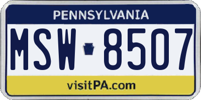 PA license plate MSW8507