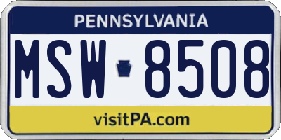 PA license plate MSW8508