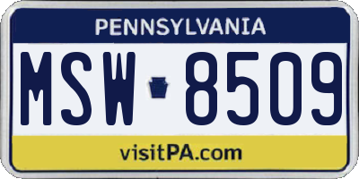 PA license plate MSW8509