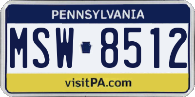 PA license plate MSW8512