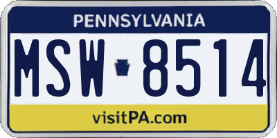 PA license plate MSW8514