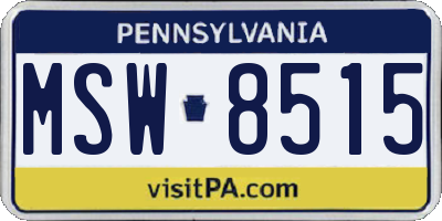 PA license plate MSW8515