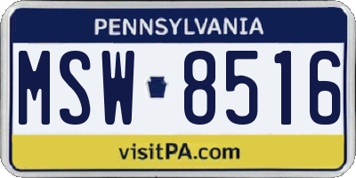 PA license plate MSW8516
