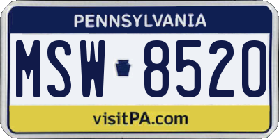 PA license plate MSW8520