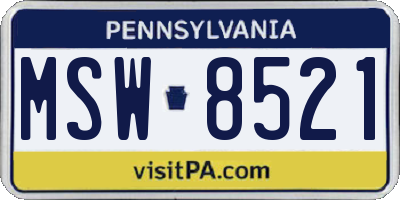 PA license plate MSW8521
