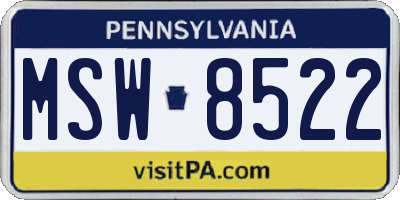 PA license plate MSW8522