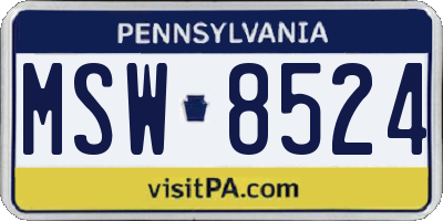 PA license plate MSW8524