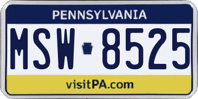 PA license plate MSW8525