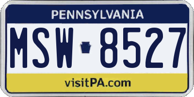 PA license plate MSW8527