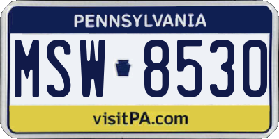 PA license plate MSW8530