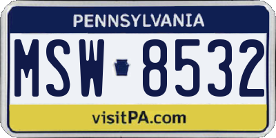 PA license plate MSW8532