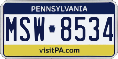 PA license plate MSW8534