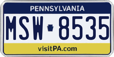 PA license plate MSW8535