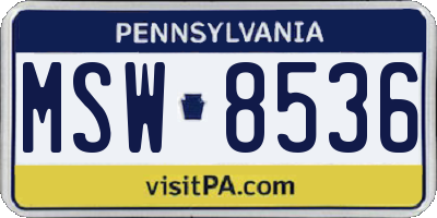 PA license plate MSW8536
