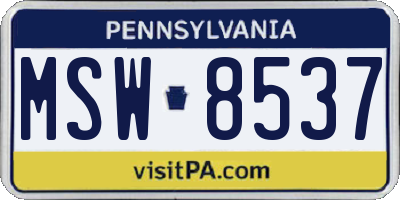 PA license plate MSW8537