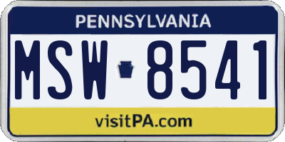PA license plate MSW8541
