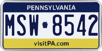 PA license plate MSW8542