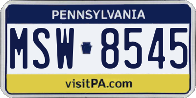 PA license plate MSW8545