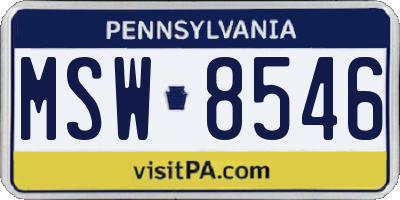 PA license plate MSW8546