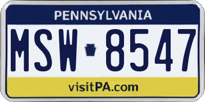 PA license plate MSW8547
