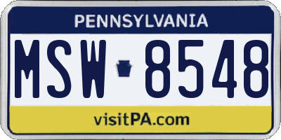 PA license plate MSW8548