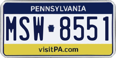 PA license plate MSW8551
