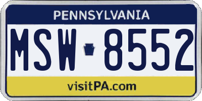 PA license plate MSW8552