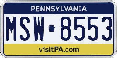 PA license plate MSW8553