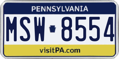 PA license plate MSW8554