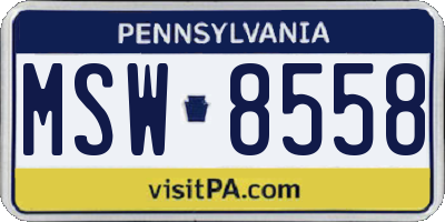PA license plate MSW8558
