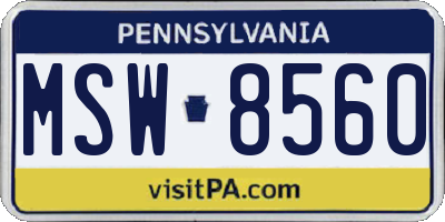 PA license plate MSW8560