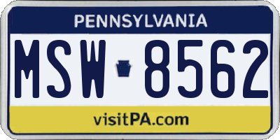 PA license plate MSW8562