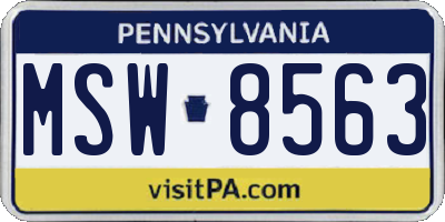 PA license plate MSW8563