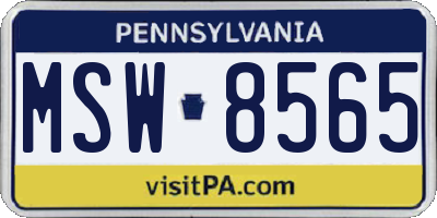 PA license plate MSW8565