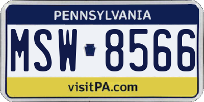 PA license plate MSW8566