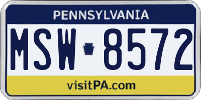 PA license plate MSW8572