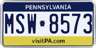 PA license plate MSW8573
