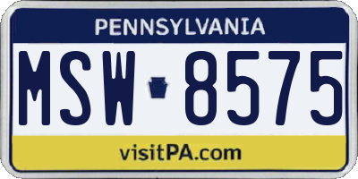 PA license plate MSW8575