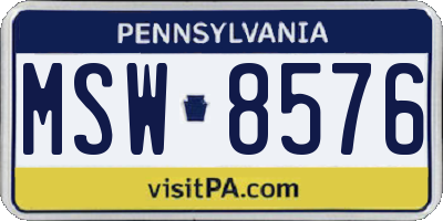 PA license plate MSW8576