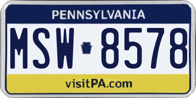 PA license plate MSW8578