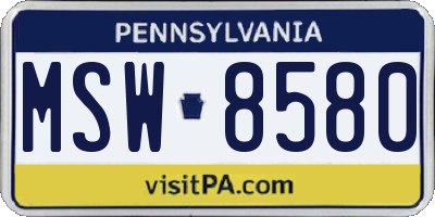 PA license plate MSW8580